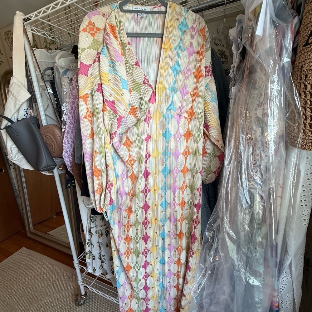 Never Fully Dressed Multi Sun Geo Plisse Emma Dress